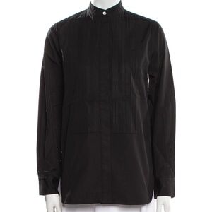 Officine Generale Black Mandarine Banded Collar Shirt Sz M